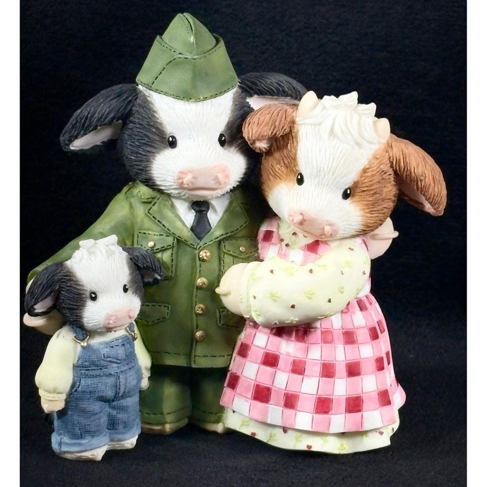 Mary's Moo Moos HOME IS WHERE THE HERD IS 2002 Military Cow Family Figurine